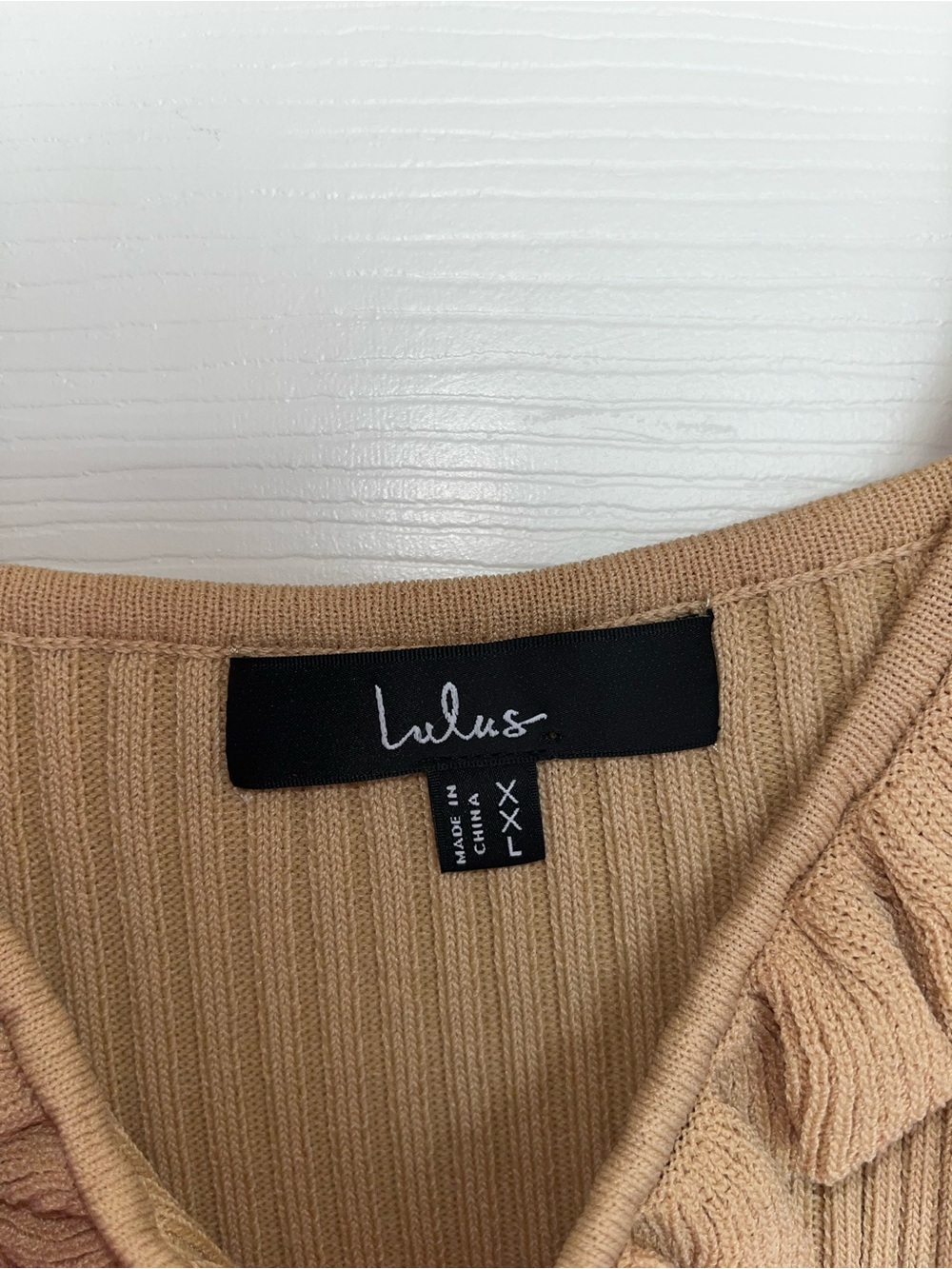 Lulu's Light Beige Ruffled Ribbed Mini Dress - Picture 5 of 6
